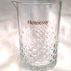 Hennessy Clear Crystal Glass Studded Cocktail Pitcher 6" High